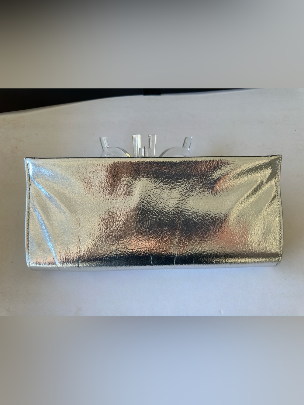 Metallic Silver Women's Clutch Bag